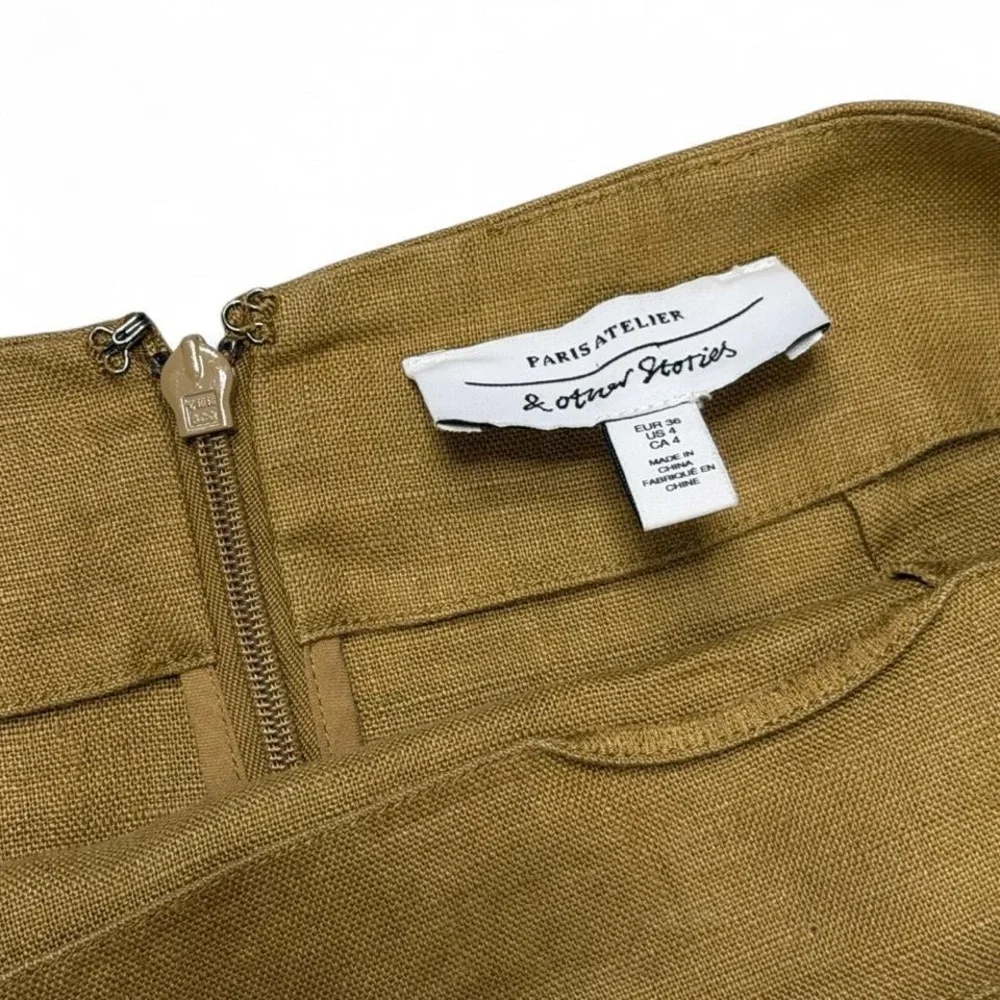 & Other Stories Paris Atelier Mustard Linen Skirt